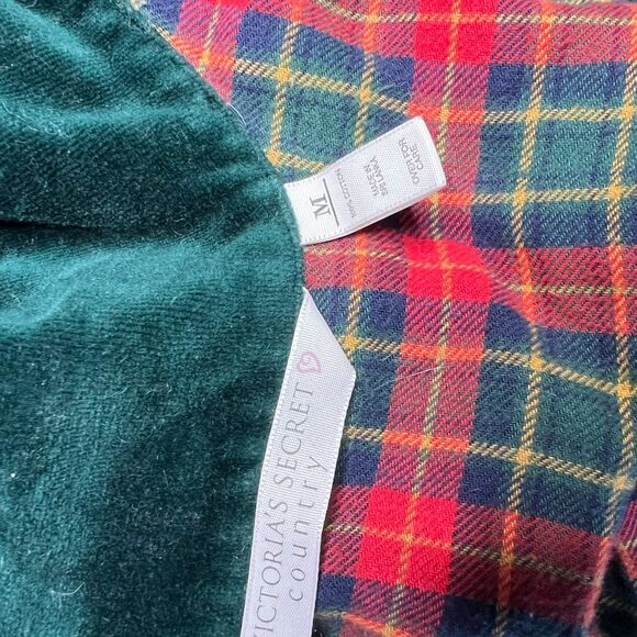 Vintage Victoria's Secret Country Night Plaid & Velvet Shirt Dress Size M - Picture 4 of 5